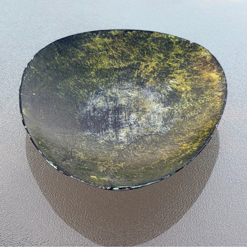 Pier 1 Rustic Green Triangle Metal Pillar Candle Holder Trinket Dish - Picture 3 of 6